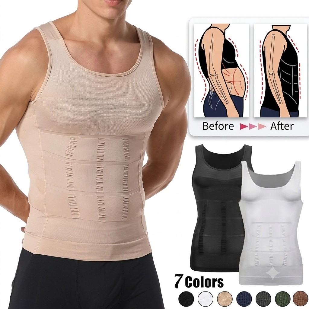 TrueTone Men's Compression Vest, worn under shirt