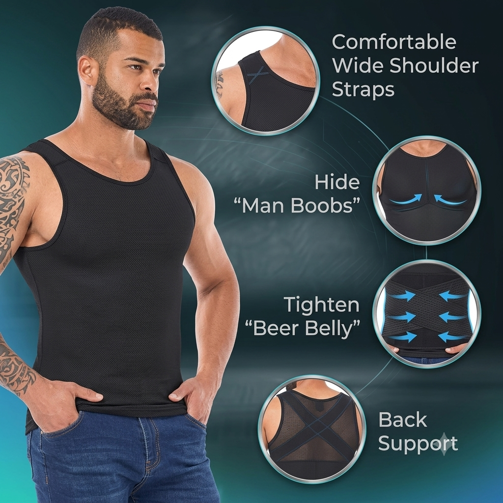 TrueTone Men's Compression Vest, side detail