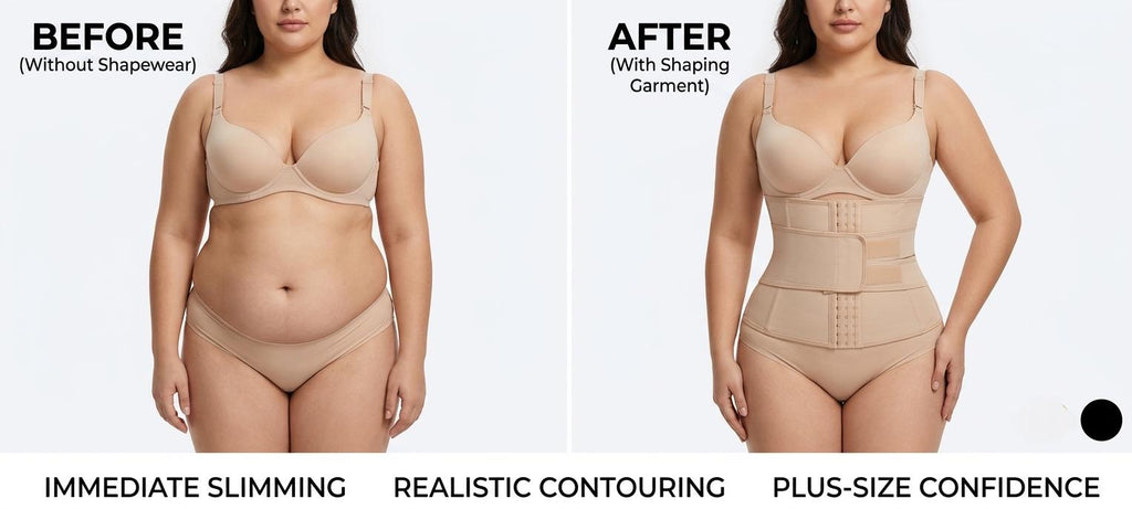 TrueTone Waist Trainer Corset before and after comparison