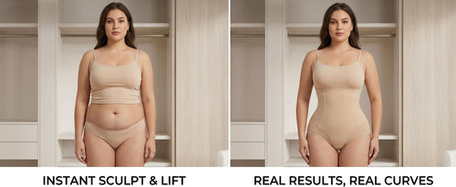 TrueTone High-Waist Shaping Panty before and after comparison