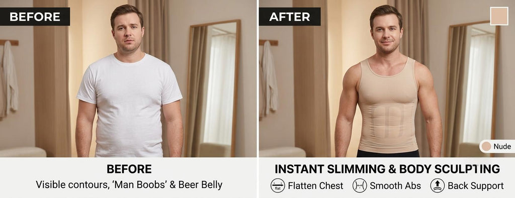 TrueTone Compression Vest before and after comparison